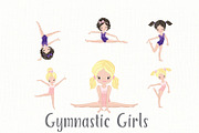 Girls Gymnastics Cute Clipart/ 3, an Education Illustration by Rasveta (Thumbnail 3 of 10)