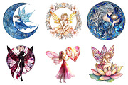 Fairies Stained Glass Watercolor Cli, an Illustration by DreamArtGraphic (Thumbnail 4 of 4)
