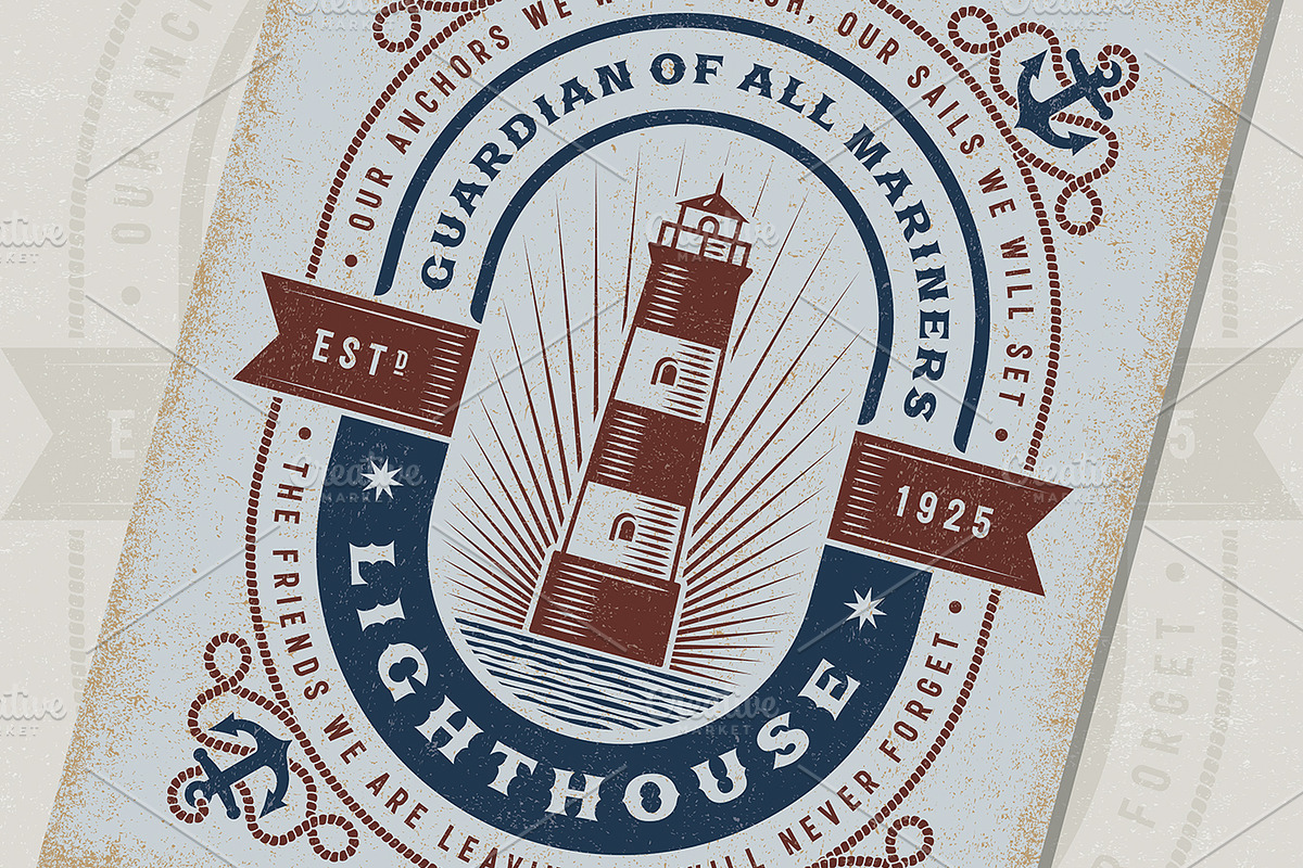 Lighthouse Typography, a Decorative Illustration by Retro Graphics