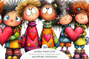 Quirky First Love Clipart, an Illustration by SinaCreation