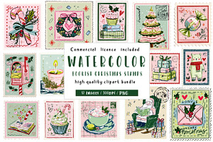 hand drown bookish christmas clipart, an Illustration by CreationArt