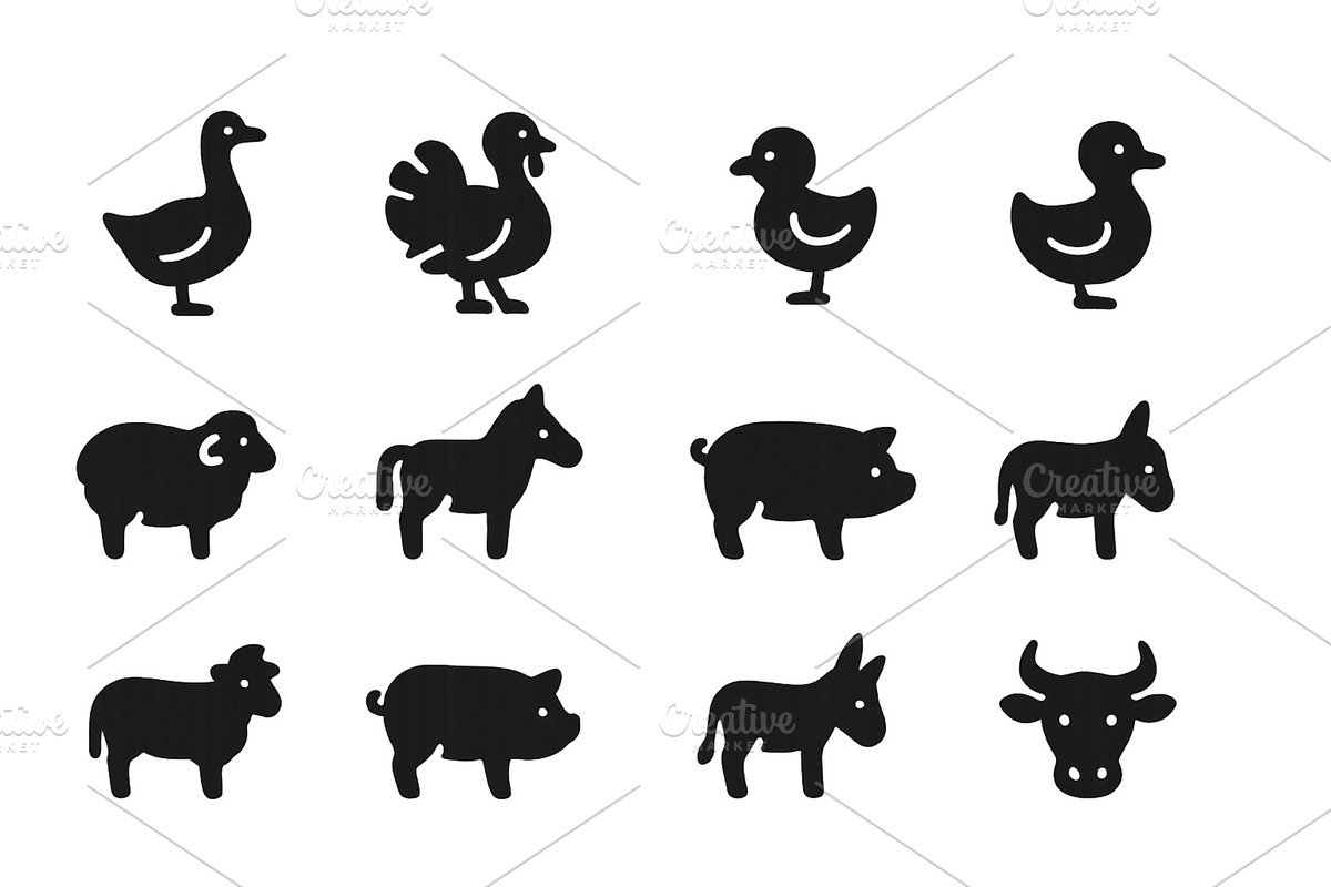 Silhouetted farm animals displayed, an Animal Illustration by ZinetroN