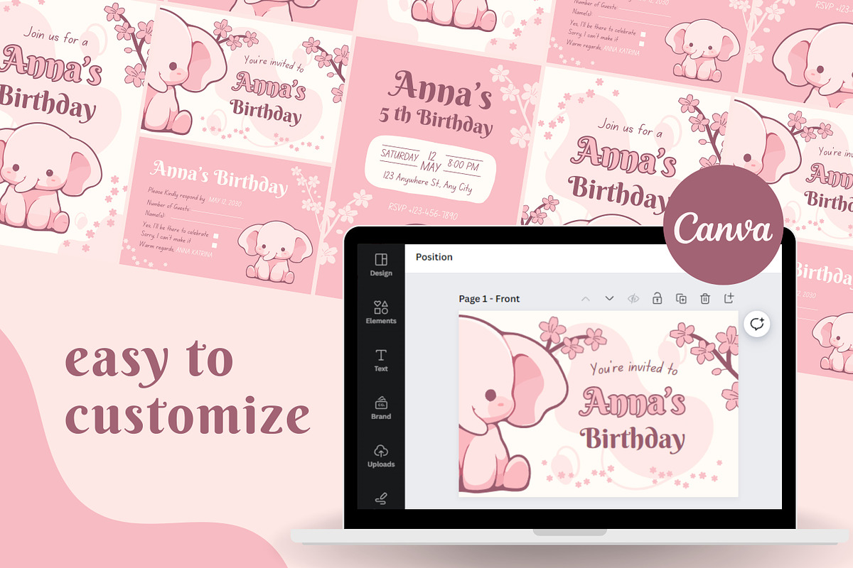 Birthday Party Canva Invitation, a Design Template by TemplateCastleStore (Photo 4 of 6)