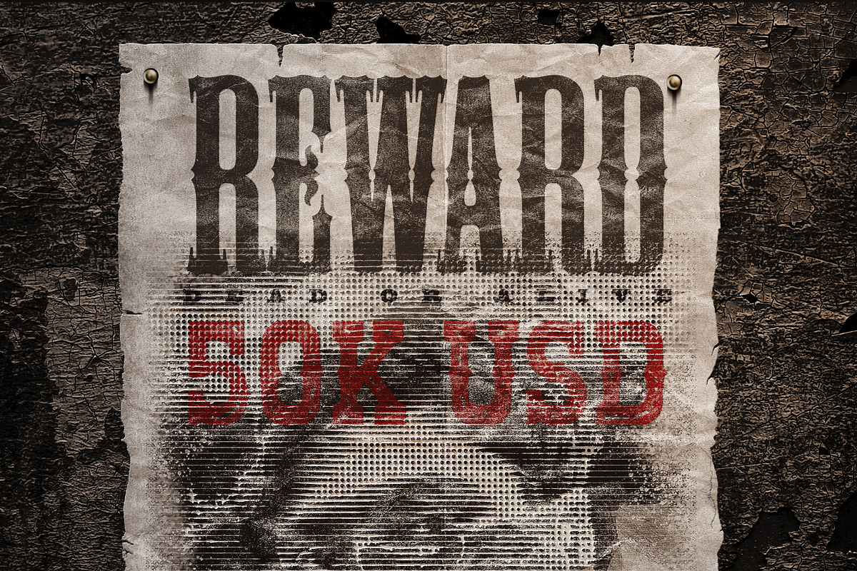 Old Wild West Wanted Poster Mock-ups, an Advertising Mockup by Giallo (Photo 6 of 30)
