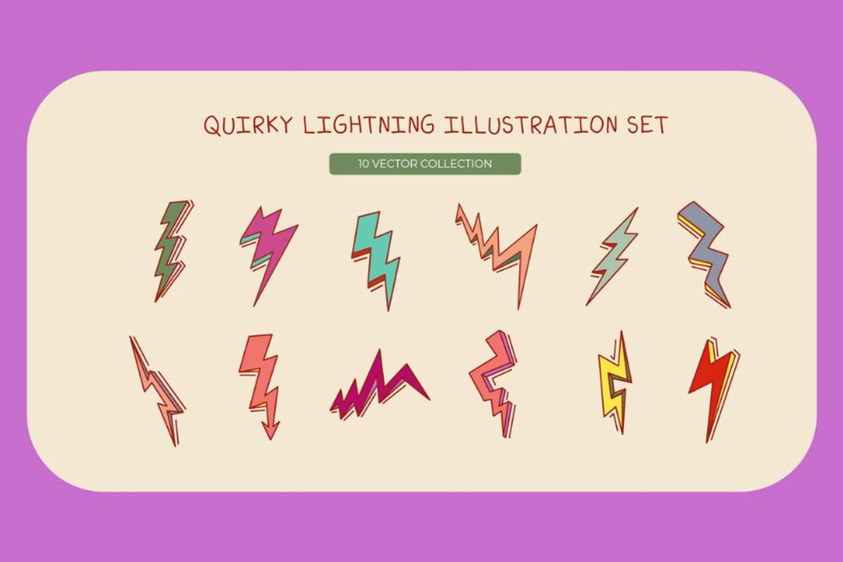 Quirky Lightning Illustration Set, an Object Illustration by Creathub Studio