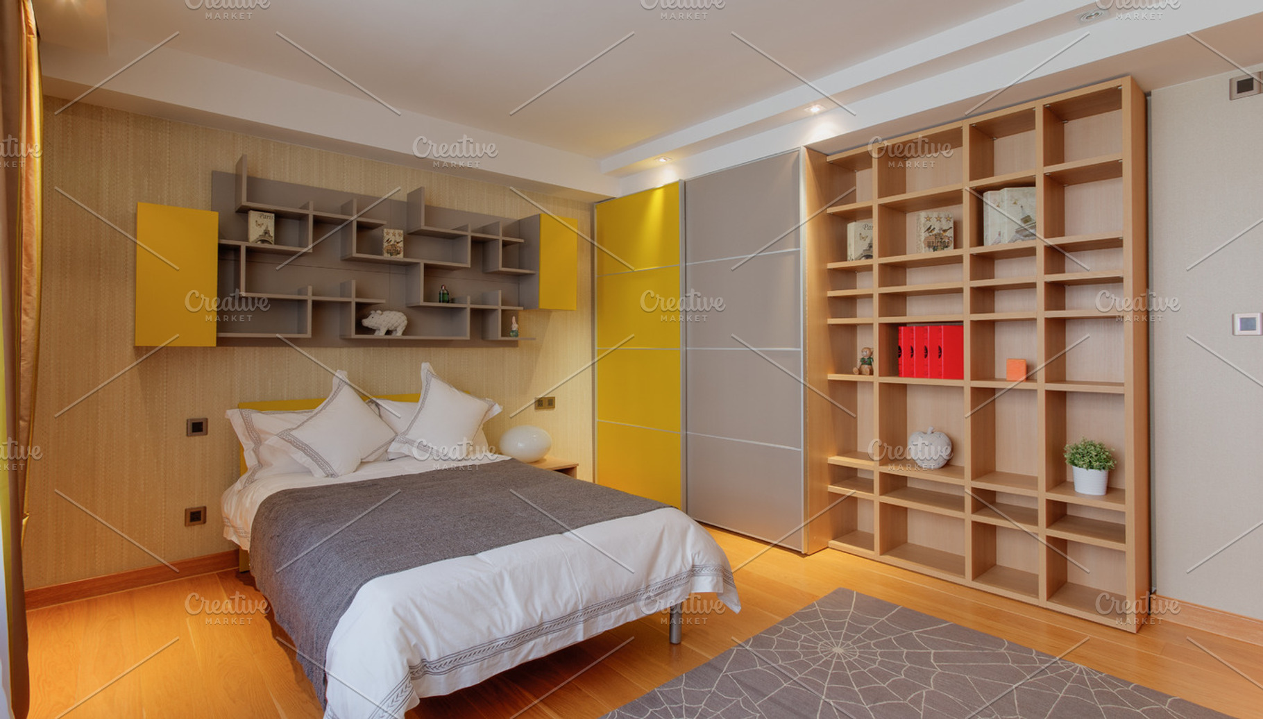 Bedroom featuring artwork, basket, and bed, an Architecture Photo by oyunerdene99