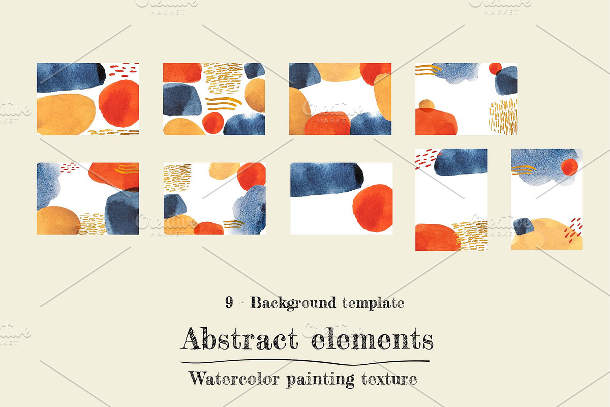 Abstract elements watercolor painted, an Object Graphic by marukopum (Photo 2 of 4)