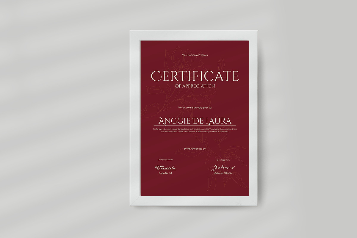 Red Floral Elegant Cerificate, a Stationery Template by Neermana (Photo 3 of 4)