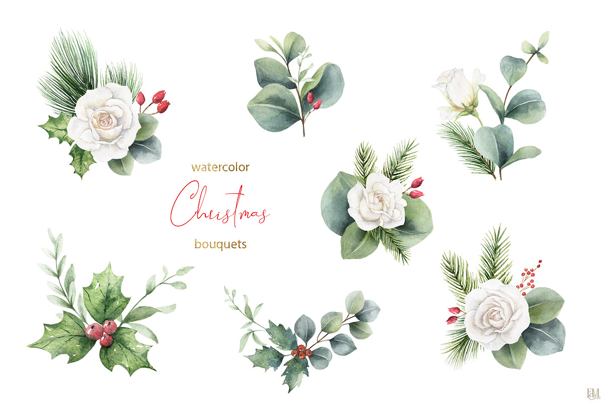 Christmas time 2. Watercolor clipart, an Animal Illustration by Elena Medvedeva (Photo 2 of 10)