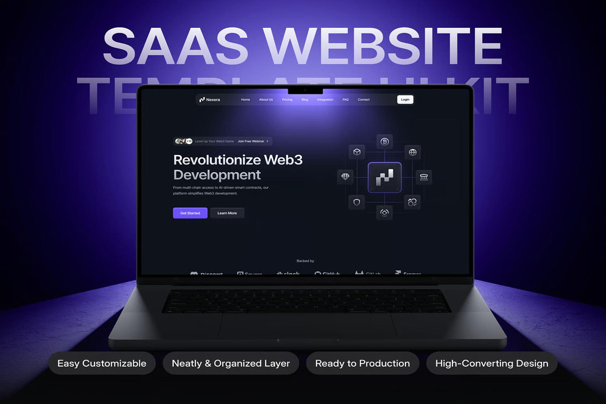 Nexora SaaS Website Template UI Kit, an UI Kit Template by Lumina_ui_ux202 (Photo 1 of 8)