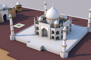 Low Poly Taj Mahal Landmark