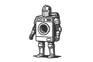 Knight in Washing Machine Armor, a Person Illustration by AlexArt