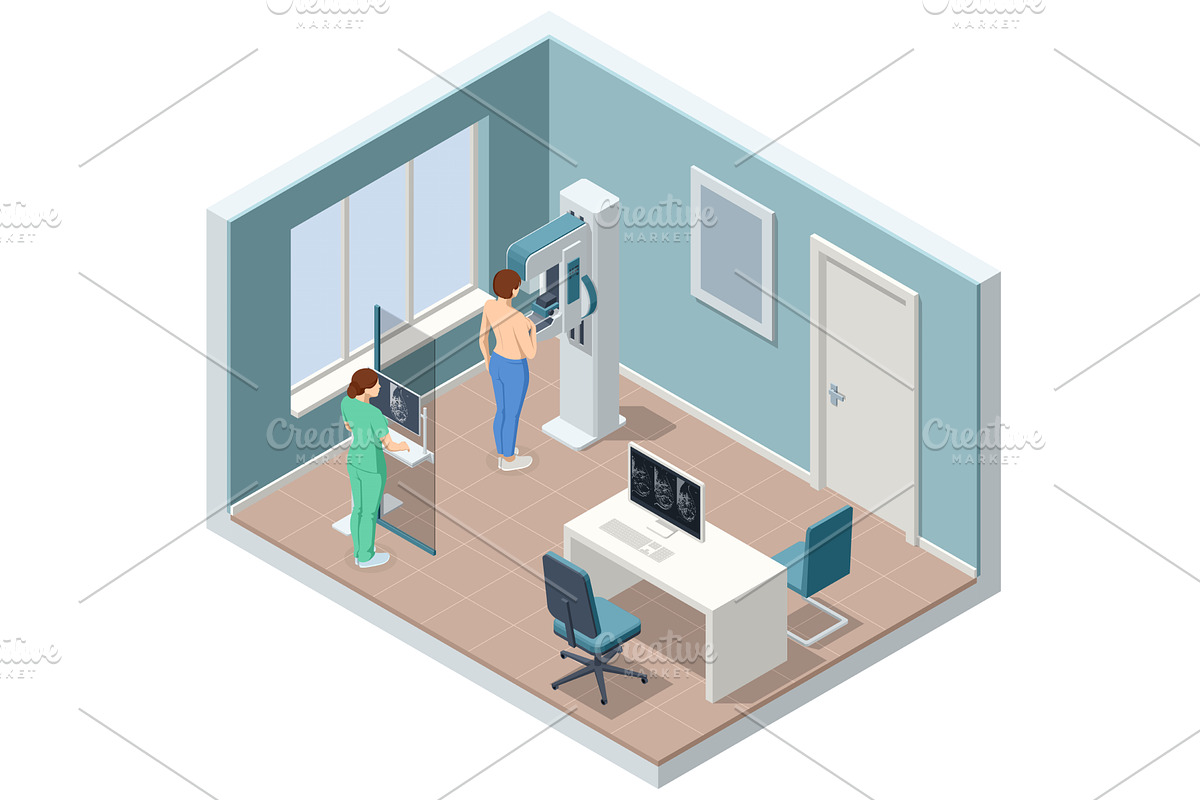 A woman is undergoing a mammography, a Healthcare Illustration by Golden Sikorka