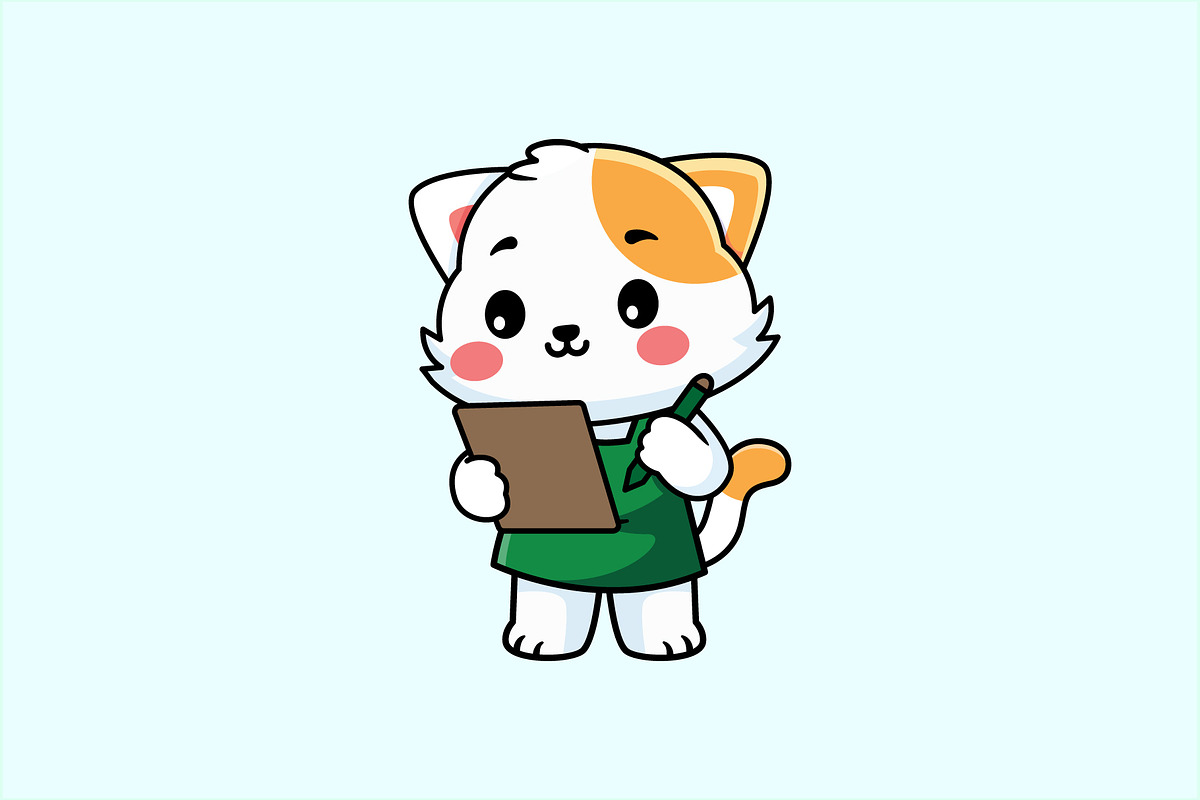 Cute Cat Barista Character Set, a Food Illustration by Jaysx1 (Photo 4 of 5)