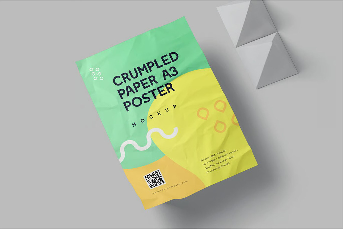 Crumpled A3 Portrait Poster Mockups, an Advertising Mockup by megostudi0 (Photo 4 of 5)