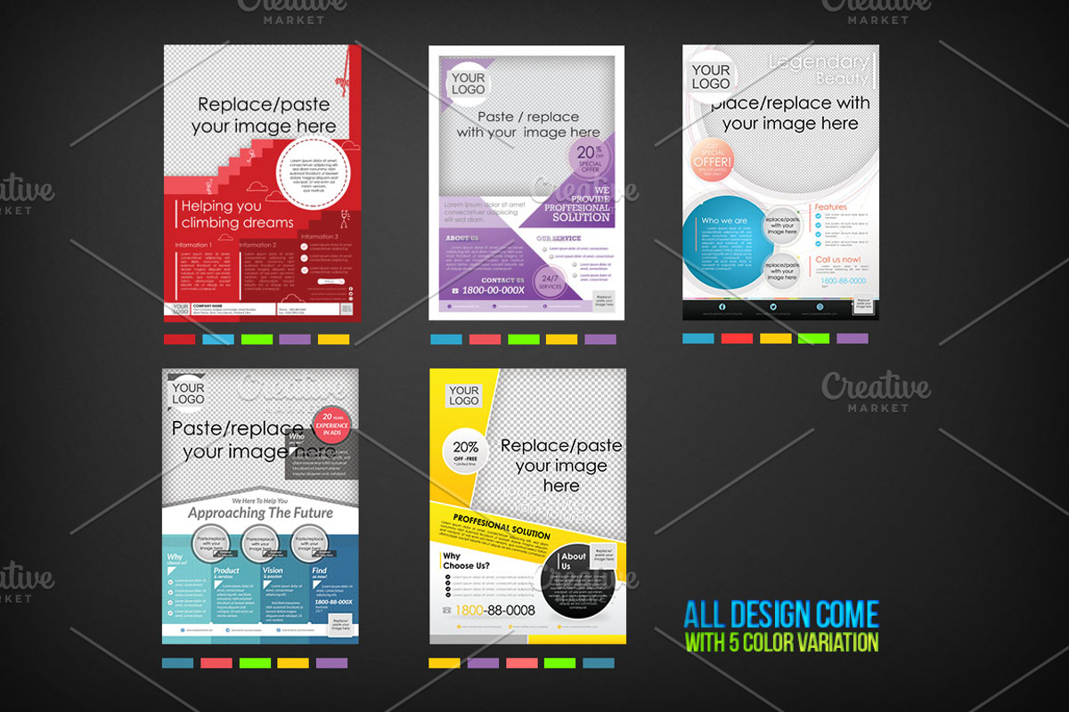 Corporate Flyers Psd Template 5 in 1, a Flyer Template by SCworkspace (Photo 2 of 2)