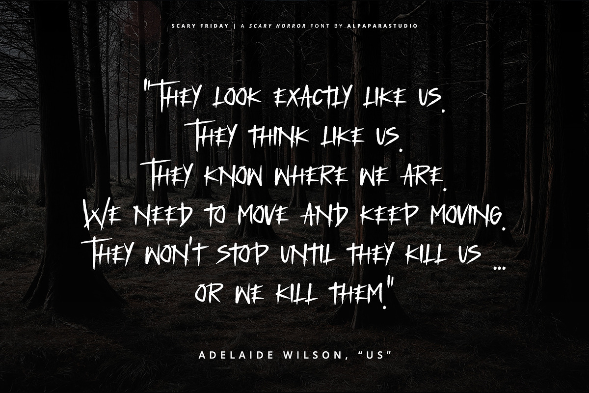 Scary Friday - Horror Display Font, a Script Font by Alpaprana (Photo 9 of 11)