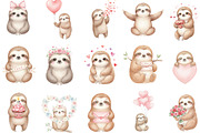 Valentine's Day Sloth Cartoon, an Illustration by Designking (Thumbnail 2 of 5)
