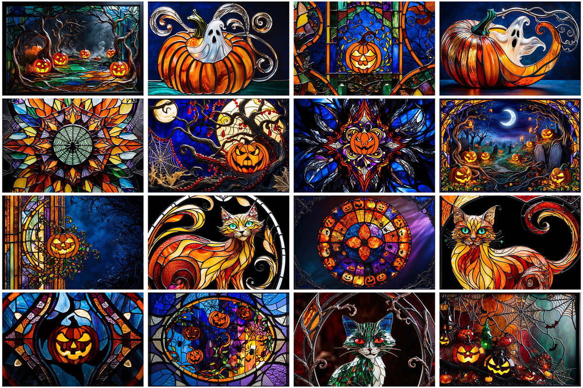 Halloween stained glass background, a Background Graphic by Forhadx5 (Photo 5 of 10)