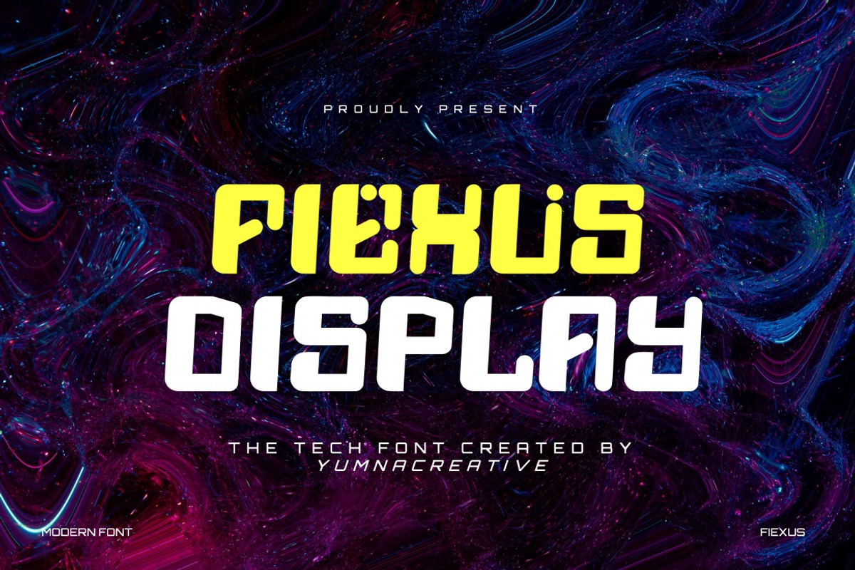 Fiexus - Tech Display Font, a Sans Serif Font by Dhabee (Photo 1 of 9)