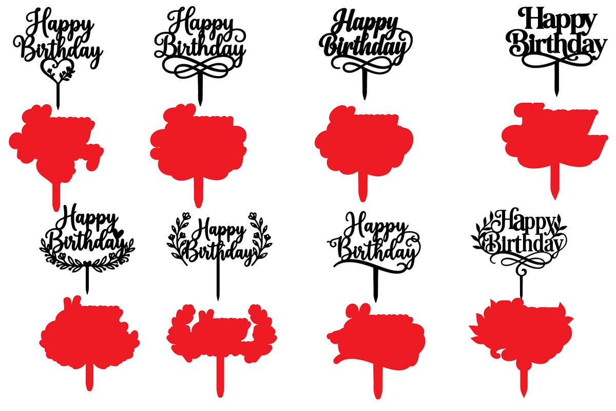 Birthday Cake Topper Laser Cut SVG, an Object Graphic by DreamCafeArt (Photo 4 of 6)