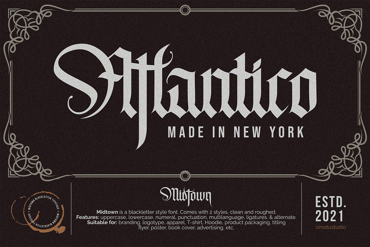 Midtown, a Blackletter Font by Omotu Studio (Photo 2 of 12)