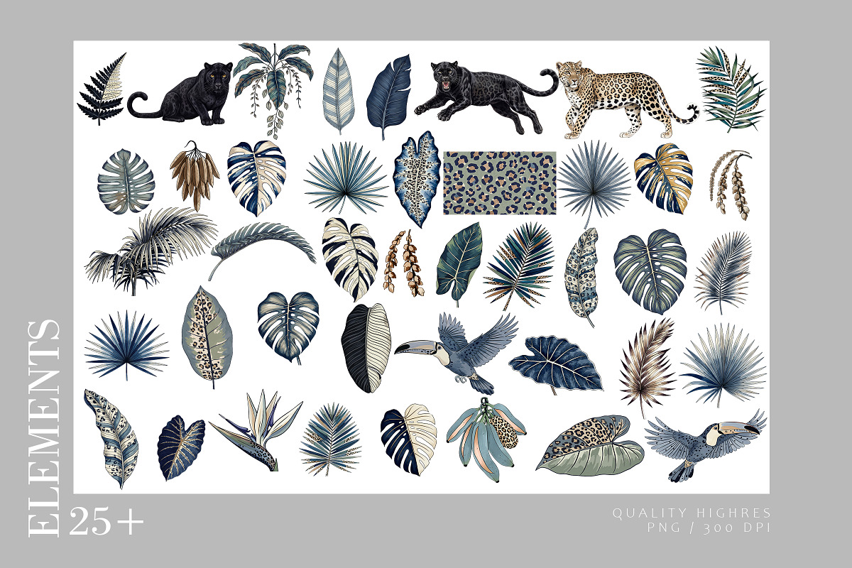 Indigo Jungle Tropical Seamles 2026, a Pattern Graphic by Luiz da Rolt Grathwohl (Photo 5 of 24)