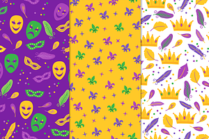 12 Mardi Gras Seamless Patterns