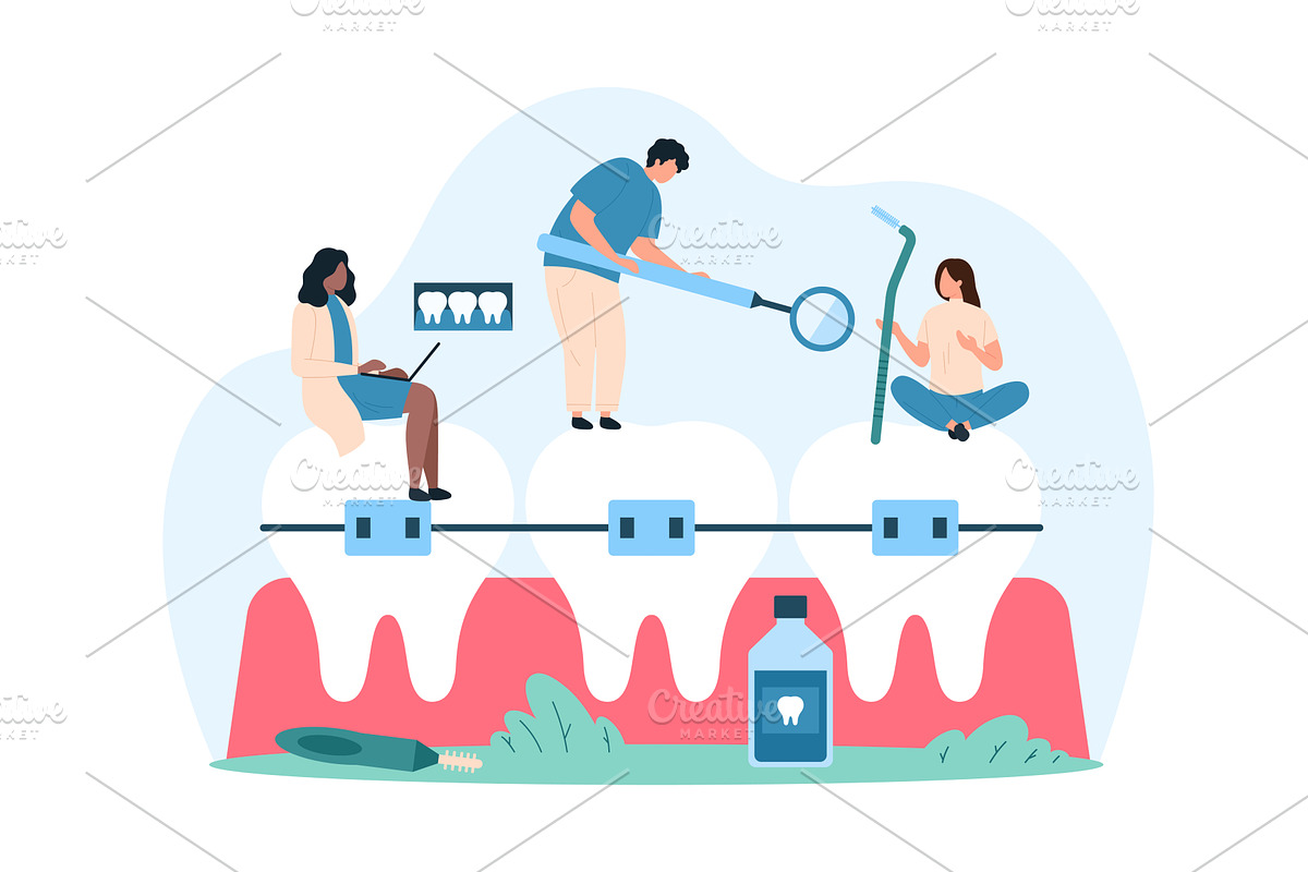 Dental braces orthodontic treatment, an Object Illustration by Flashvector