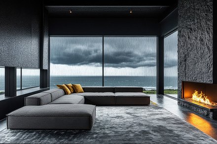 Minimalist Black Living Room, an Architecture Photo by Virgo Studio