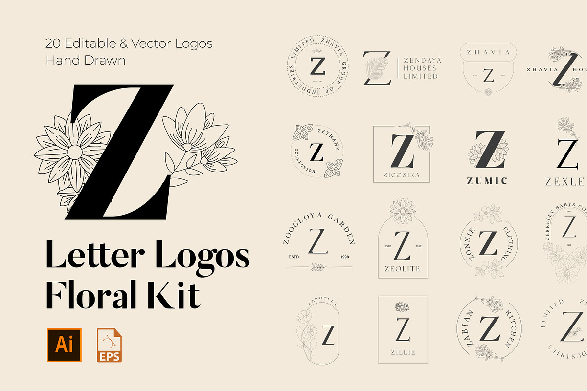 520 A to Z Floral Logos Bundle, a Branding & Logo Template by AN Productions (Photo 215 of 223)