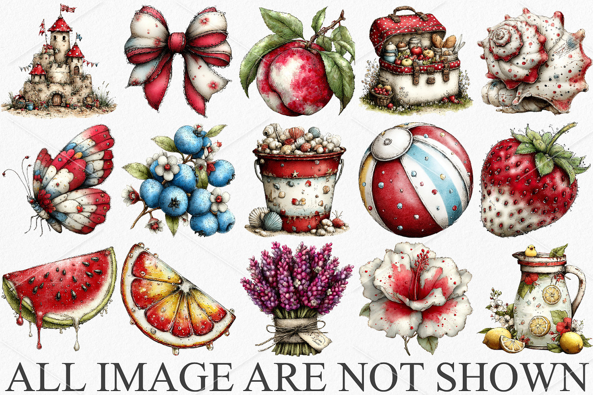 Whimsical Summer Clipart Bundle, an Illustration by Canvas Craft (Photo 4 of 7)