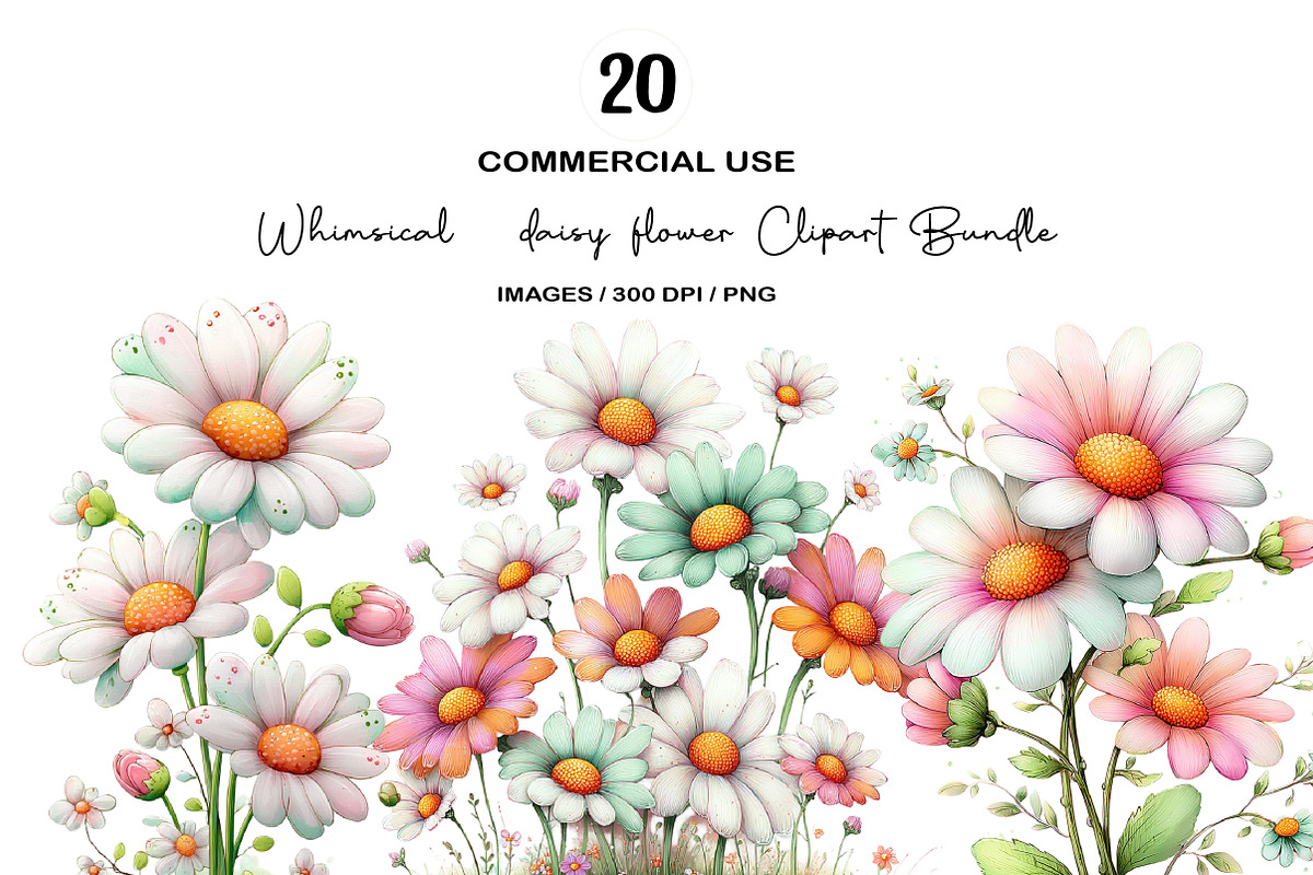 Whimsical daisy flower Clipart Bun, an Illustration by Designworld (Photo 1 of 6)