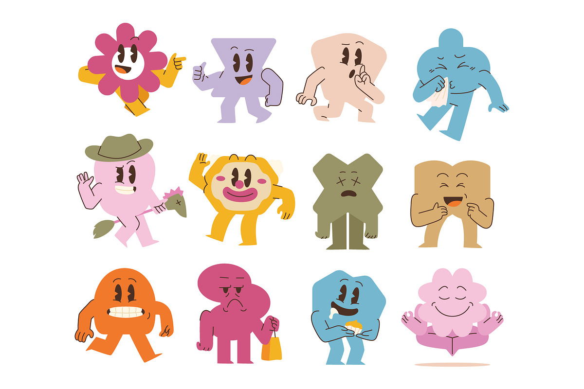 Vintage Retro Cute Emoji sticker, an Object Graphic by Vesvocrea (Photo 4 of 9)