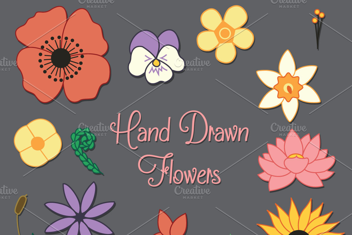 Hand Drawn Flowers Set, an Illustration by Digital Sugar (Photo 2 of 3)