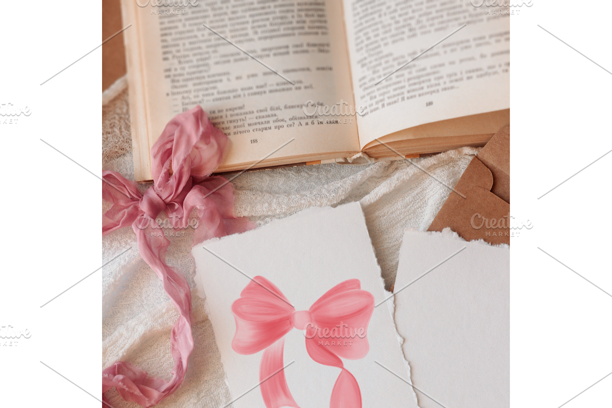 Whimsical Baby Pink Ribbon Clipart, a Decorative Illustration by Oleksandra Illustrates (Photo 8 of 14)