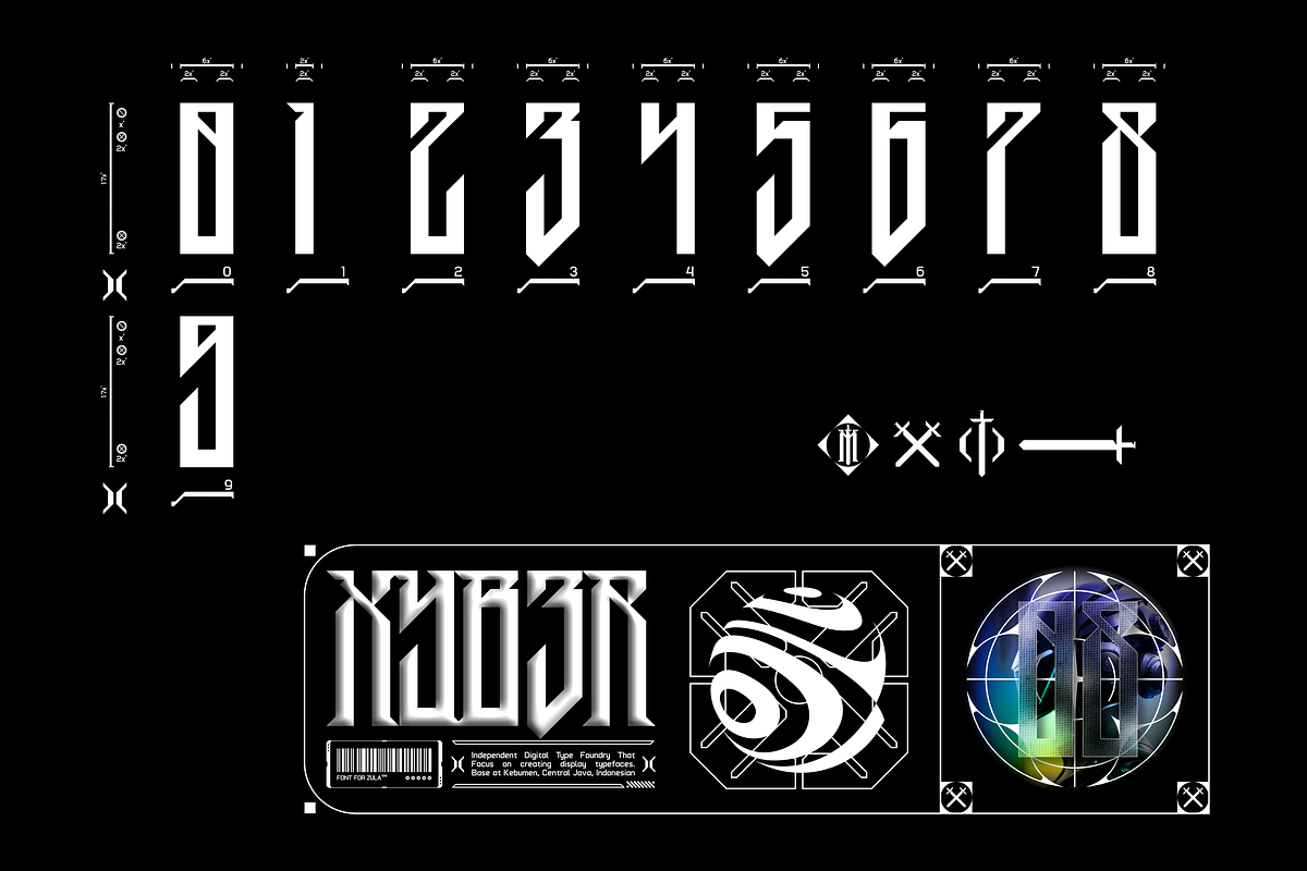 XYB3R FUTURISTIC TYPEFACE, a Slab Serif Font by Font For Zula™ (Photo 4 of 9)