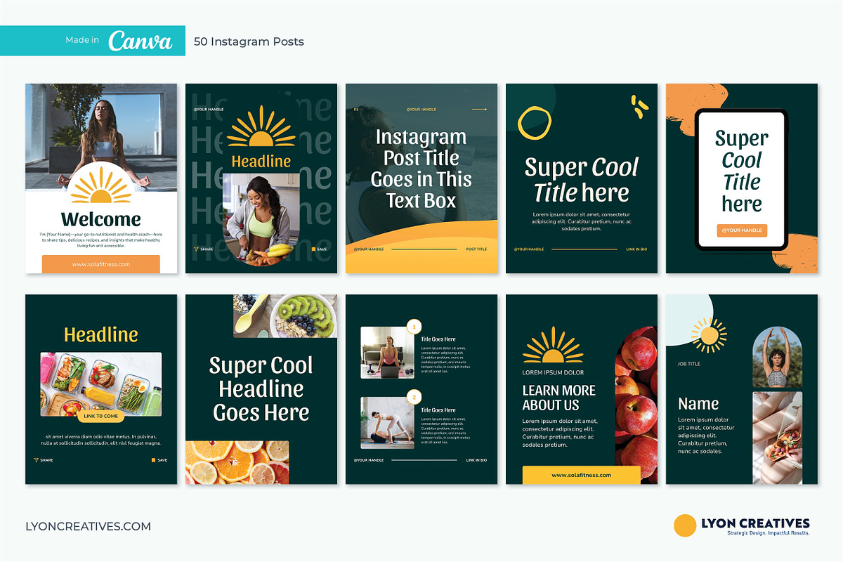 50 Bold Canva Instagram Templates, a Templates & Theme by LyonCreatives (Photo 3 of 7)
