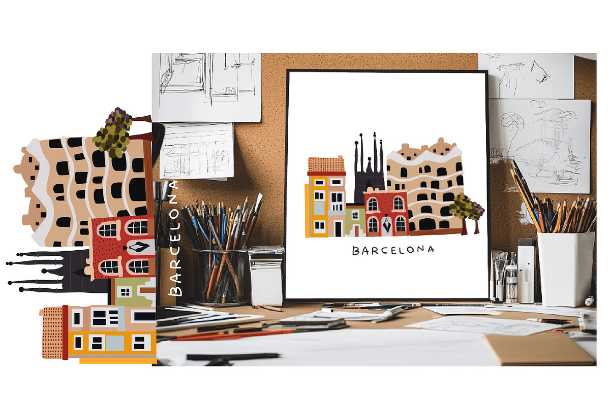 Vintage city buildings, an Object Illustration by Luamor (Photo 1 of 8)