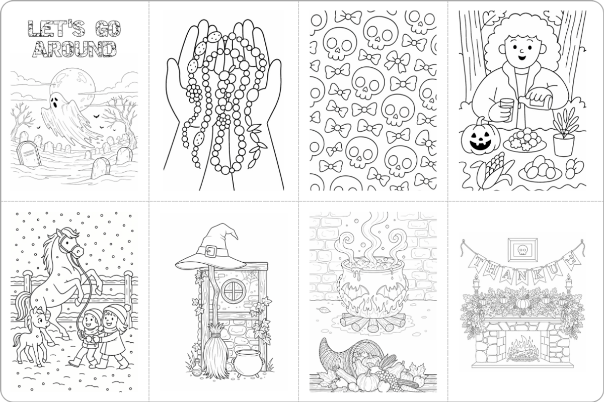 Halloween Activity Coloring PDF Page, a Seasonal Illustration by Nuvame Arts & Designs (Photo 7 of 8)