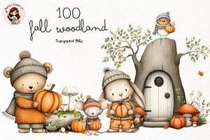 Watercolor Fall Woodland Clipart, a Seasonal Illustration by Nicolle's Colorful Art