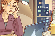 Working at Night, a Technology Illustration by LEKS illustrations (Thumbnail 2 of 2)