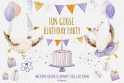 Fun Goose Birthday Party Clipart, an Object Graphic by NikiArts (Thumbnail 1 of 9)