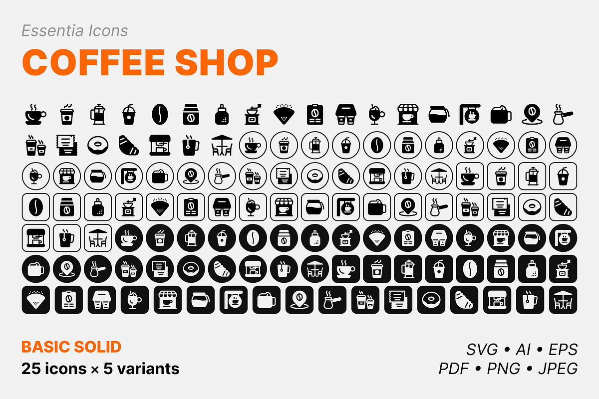Coffee shop icons (Solid), a Solid Icon by Totto House (Photo 2 of 3)
