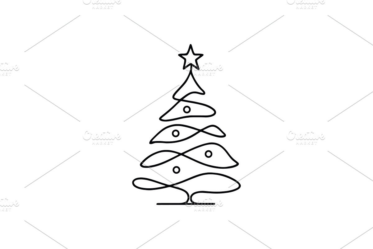 Continuous Line Christmas Tree, a Branding & Logo Template by Vectorium Studio (Photo 1 of 2)