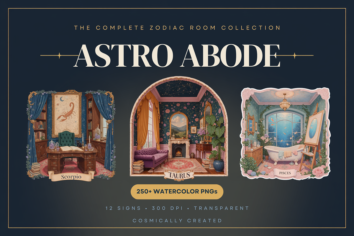 Astro Abode Zodiac Room Clipart, an Object Graphic by Jakayla Digital Co (Photo 1 of 30)