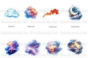 Watercolor Clouds Clipart, Cloud PNG, a Decorative Illustration by BrushstrokeArtGB (Thumbnail 2 of 9)
