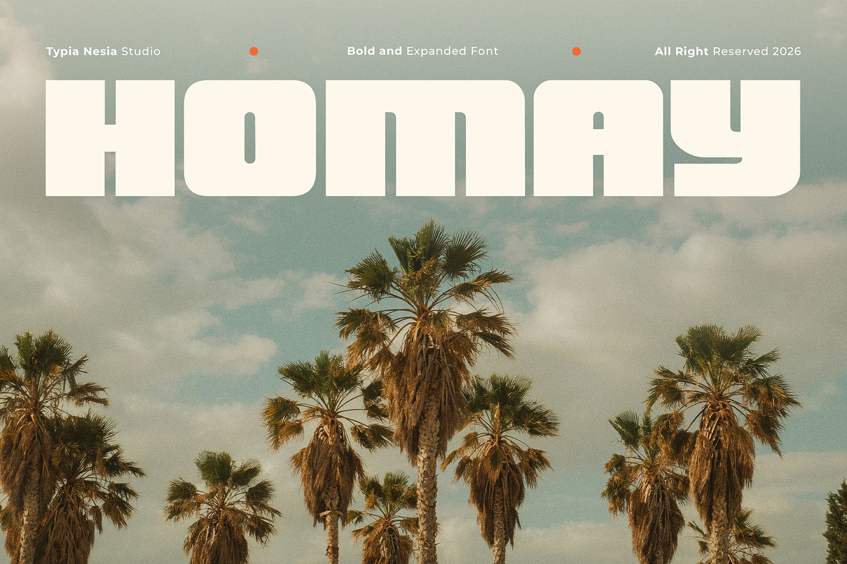Homay - Bold Modern Expanded Retro, a Sans Serif Font by Typia Nesia (Photo 1 of 11)