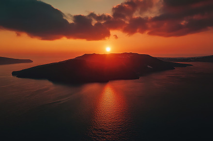 Spectacular sunset over Santorini ca, a Photo by Iftikhar Alam