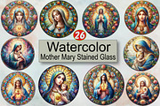 Mother Mary Stained Glass Sublimati, an Illustration by SVGArt (Thumbnail 1 of 2)